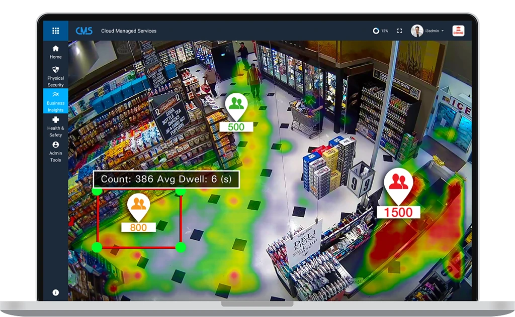 Heatmapping Ai detection showing the traffic intensity on store