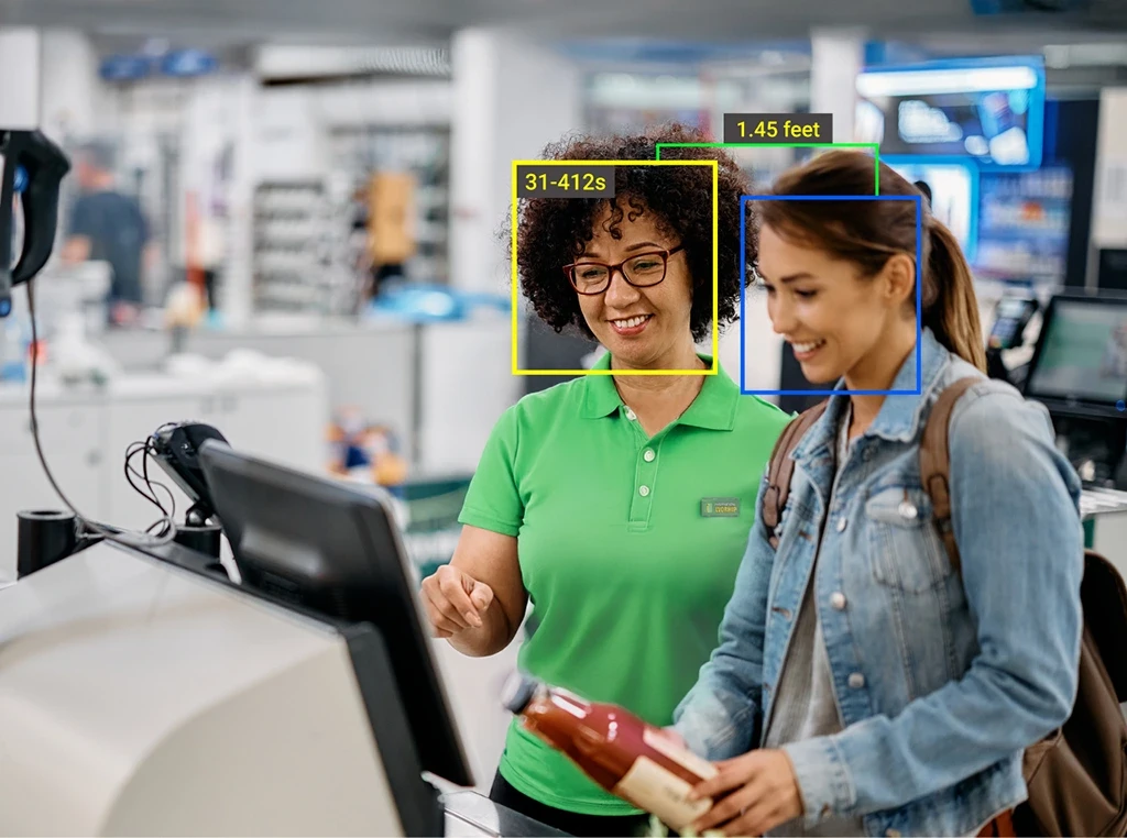 Customer engagement with cashier at checkout counter
