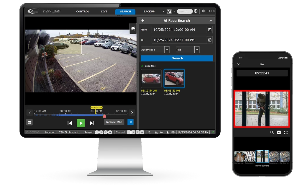 i3AI alarm search dashboard for loitering detection