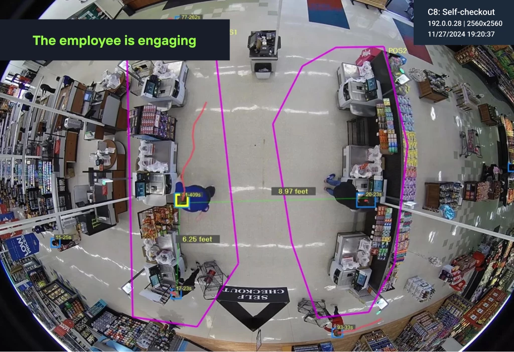 AI-driven system tracking employee engagement areas and measuring proximity