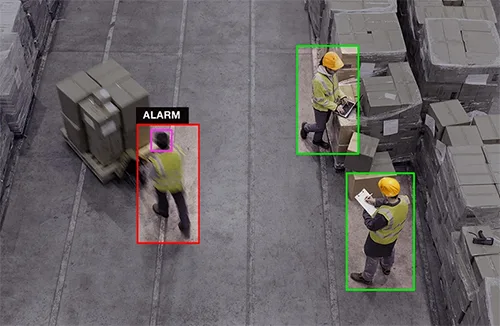 AI detects warehouse workers with safety alert