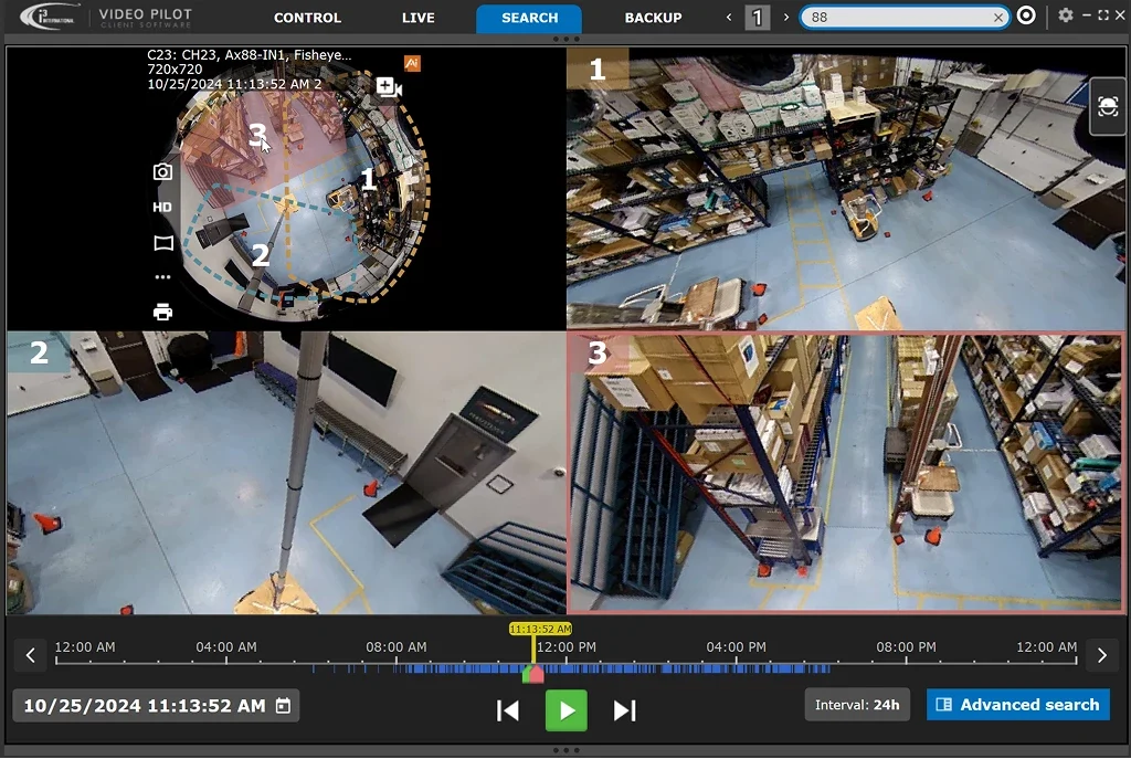 Warehouse surveillance footage using i3 Ai video search