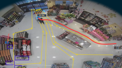 Store surveillance with AI anomaly detection paths