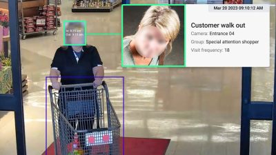 Ai system tracking customer exit with shopping cart